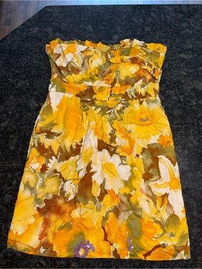 Minuet Petite Yellow Floral Strapless Sundress